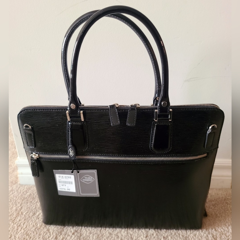 BNWT - The Trend - Women's Black Real Leather Handbag Briefcase